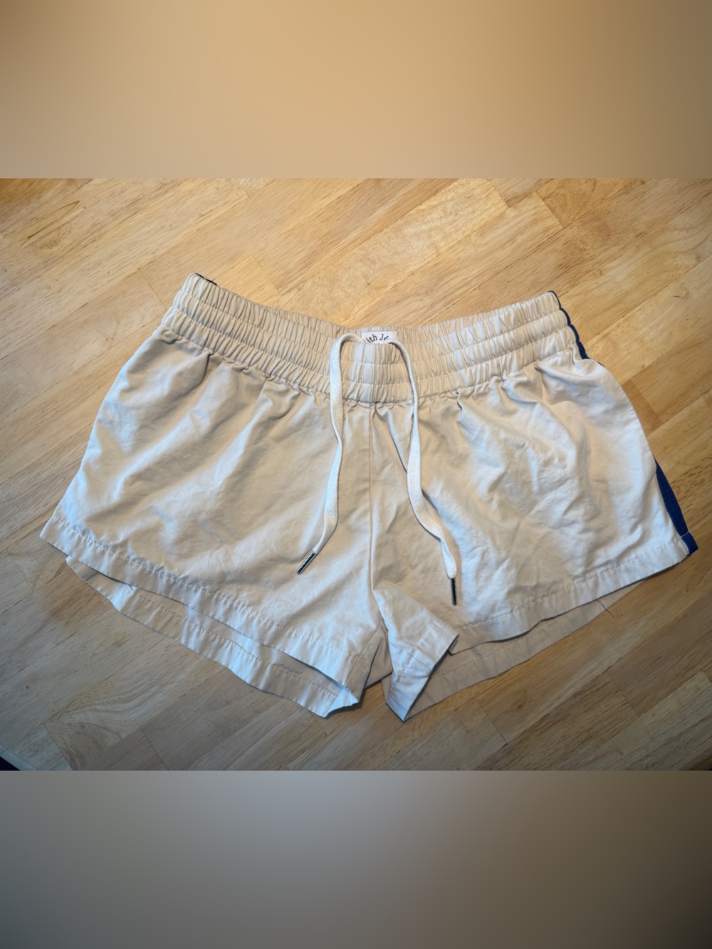 With Jean Cream Athletic Drawstring Shorts